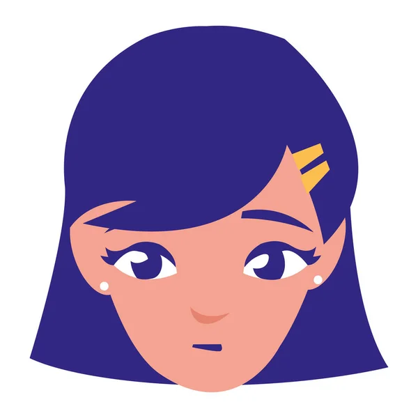 Bela mulher cabeça avatar personagem — Vetor de Stock