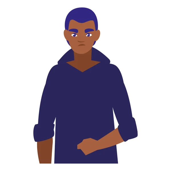 Jonge man zwarte avatar karakter — Stockvector