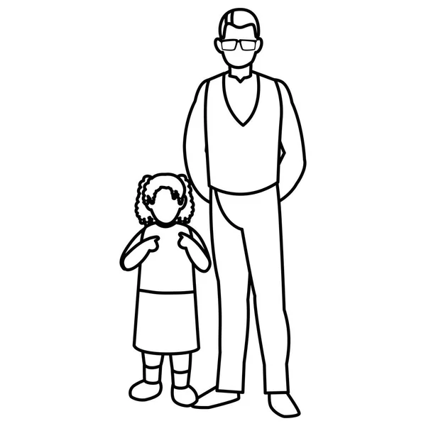 Father with daughter characters — Stock Vector