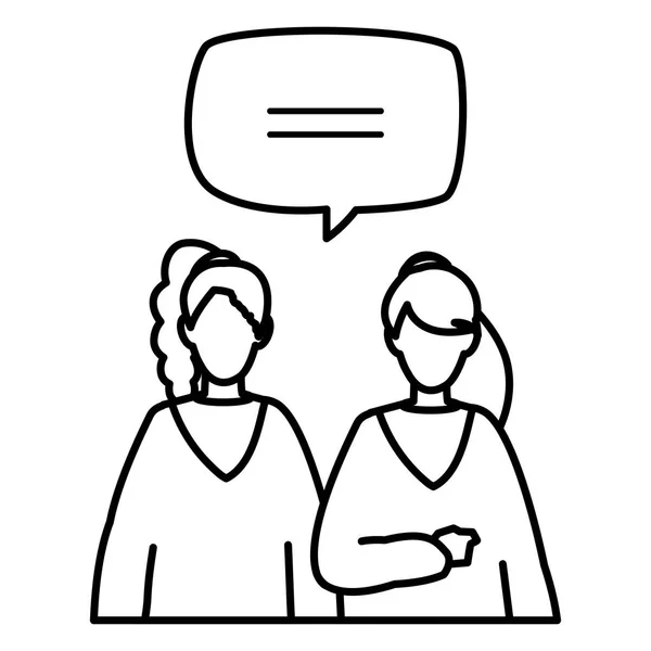 Couple of girls with speech bubble — Stock Vector