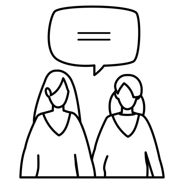 Δυο κορίτσια με συννεφάκι ομιλίας — Διανυσματικό Αρχείο