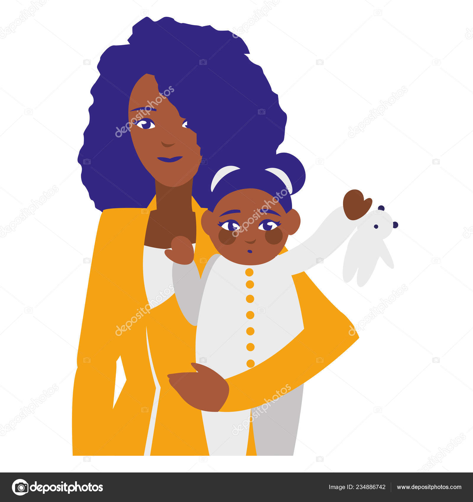 Mere Noire Avec Bebe Fille Personnages Vectoriel Illustration Design Image Vectorielle Par Djv C Illustration