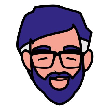 sakal baş avatar karakter ile genç adam