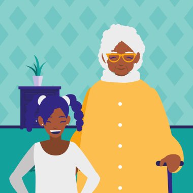 siyah Büyükanne torunu ile