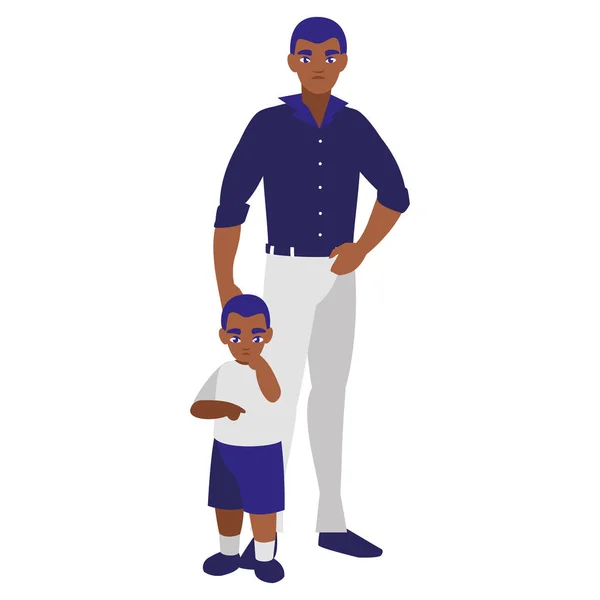 Negro padre con hijo caracteres — Vector de stock