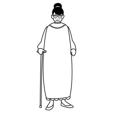 baston ile sevimli Büyükanne