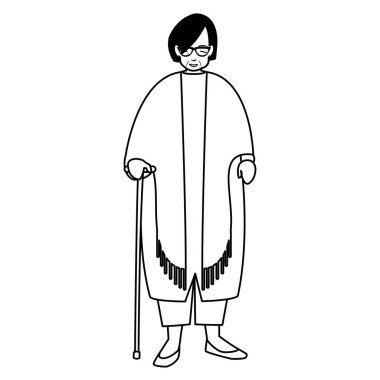 baston ile sevimli Büyükanne