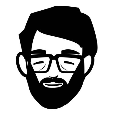 sakal baş avatar karakter ile genç adam