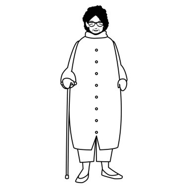 baston ile sevimli Büyükanne