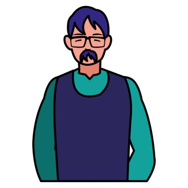 Gözlük avatar karakter ile genç adam