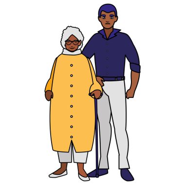 siyah Büyükanne oğlu karakterlerle