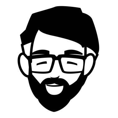 sakal baş avatar karakter ile genç adam