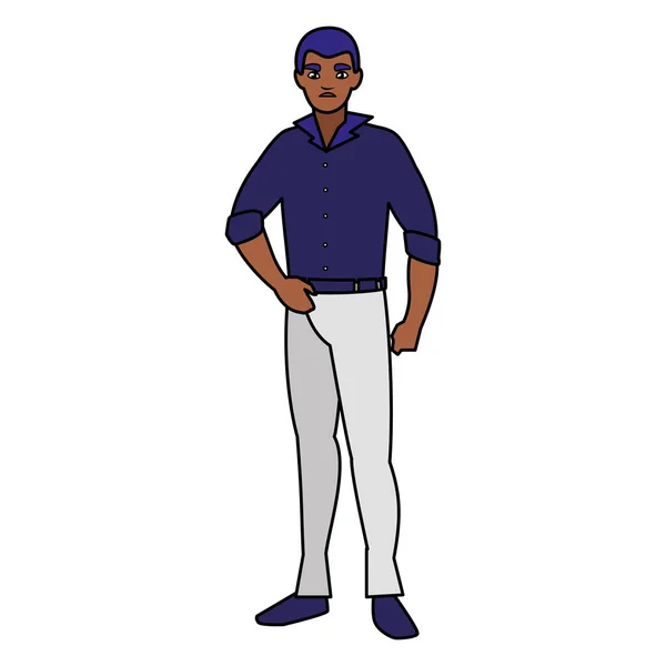 Genç adam siyah avatar karakter — Stok Vektör