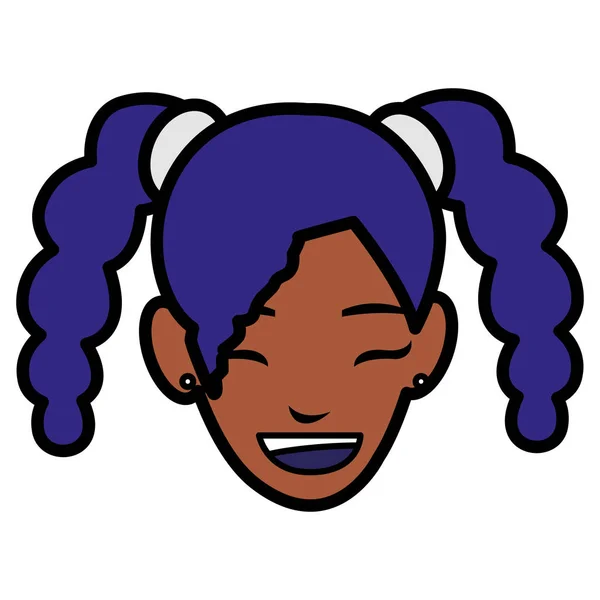 Kleine schwarze Mädchen Kopf Charakter — Stockvektor