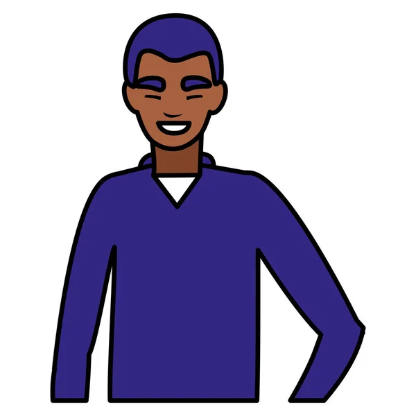 Young man black avatar character — Stock Vector