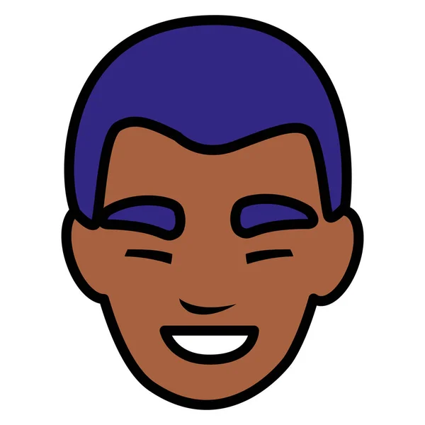 Young man black head avatar character — Stock Vector