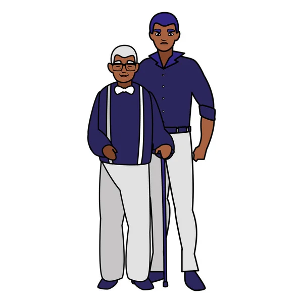 Μαύρο παππού με γιο χαρακτήρες — Διανυσματικό Αρχείο