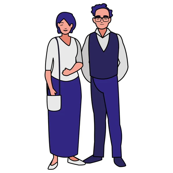 Jeune couple avatars personnages — Image vectorielle