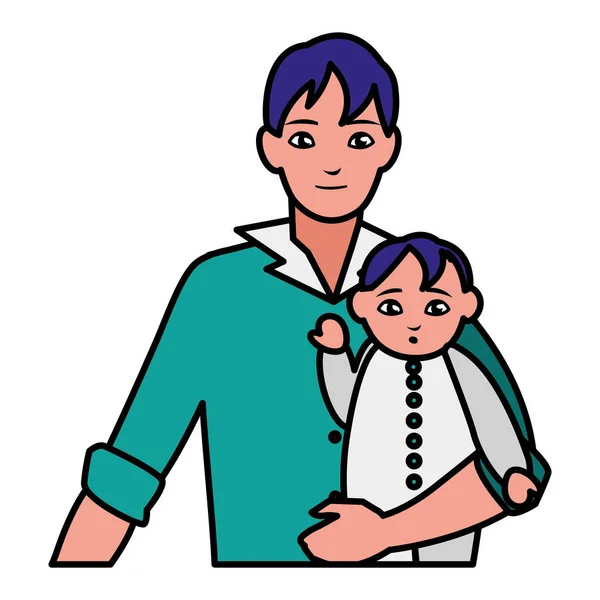 Père avec bébé fils personnages — Image vectorielle