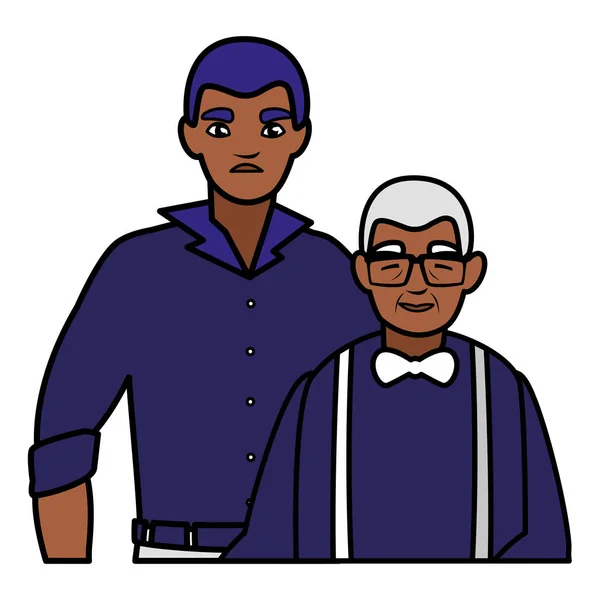 Negro abuelo con hijo caracteres — Vector de stock
