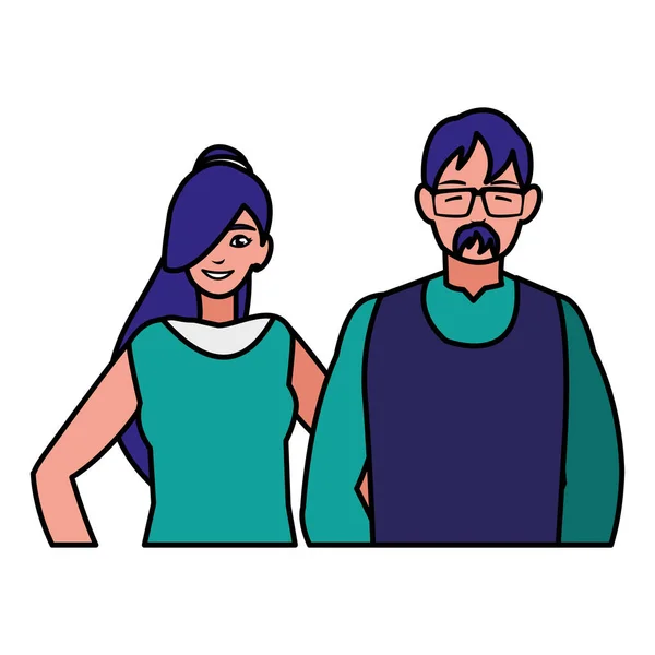 Junge paar avatare charaktere — Stockvektor