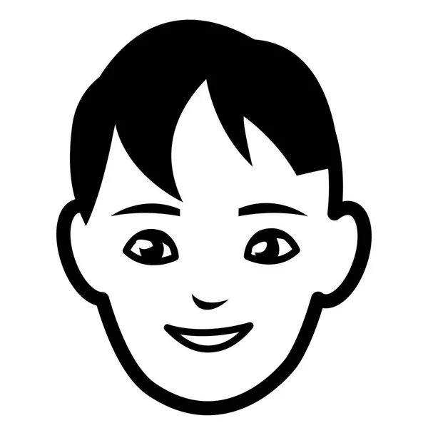 Lindo niño cabeza carácter — Vector de stock