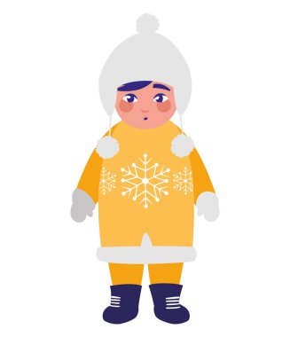 kış giysileri ile şirin küçük çocuk