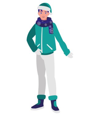 kış giysileri ile genç adam