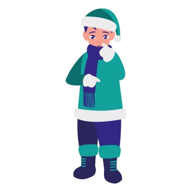 kış giysileri ile şirin küçük çocuk