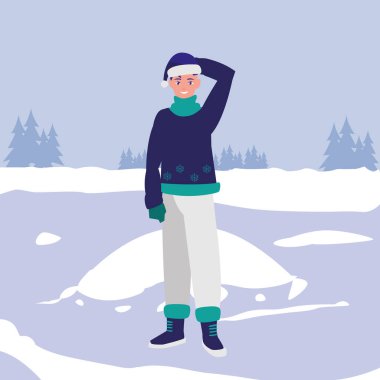 kış giysileri ile genç adam