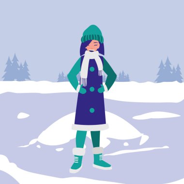 kış kıyafetleri ile güzel küçük kız