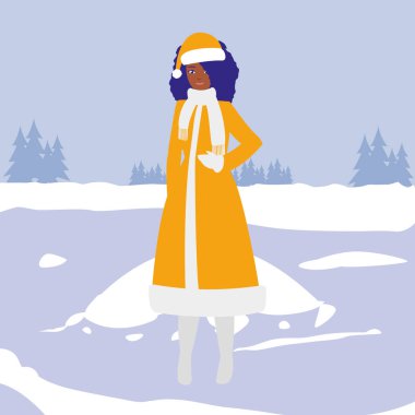 kış giysileri olan siyah kadın