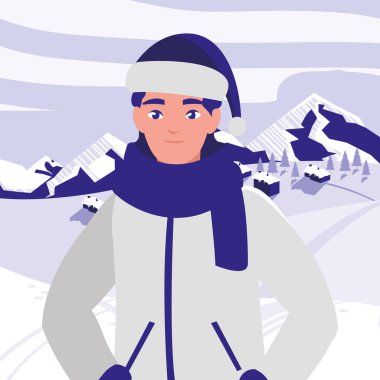 kış giysileri ile genç adam