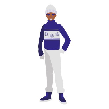 Genç adam kış giysileri ile siyah