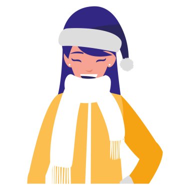 Kışlık elbiseli genç kadın.