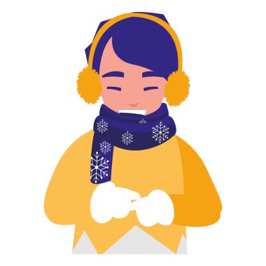 kış giysileri ile şirin küçük çocuk