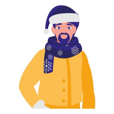 sakal ve kış giysileri ile genç adam