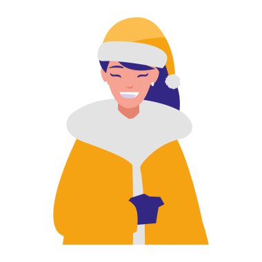 Kışlık elbiseli genç kadın.