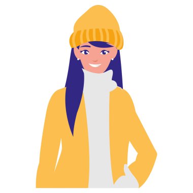 Kışlık elbiseli genç kadın.