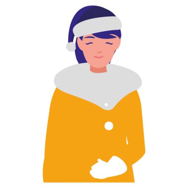 Kışlık elbiseli genç kadın.