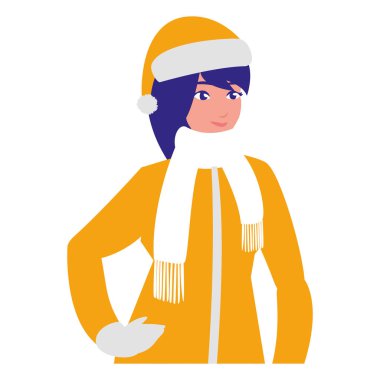 Kışlık elbiseli genç kadın.