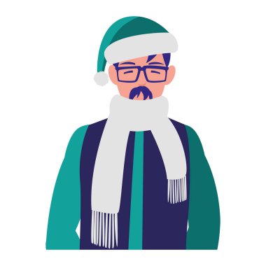 Genç adam gözlük ve kış giysileri