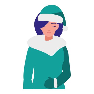 Kışlık elbiseli genç kadın.