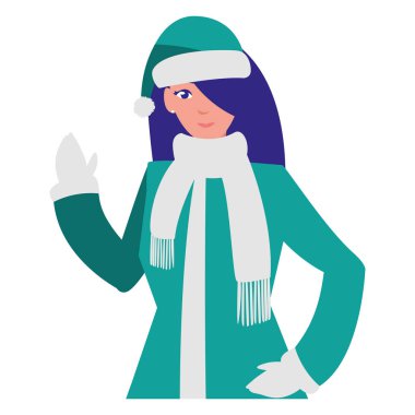 Kışlık elbiseli genç kadın.