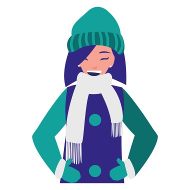 kış giysileri ile genç kadın vektör çizim tasarım