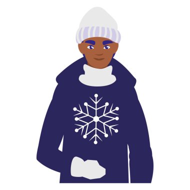 Genç adam kış giysileri ile siyah