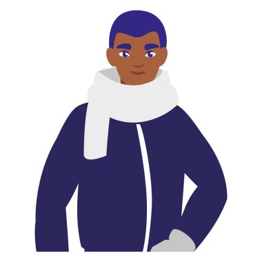 Genç adam kış giysileri ile siyah