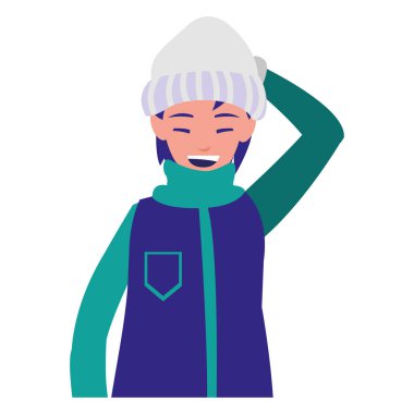 Kışlık elbiseli genç kadın.