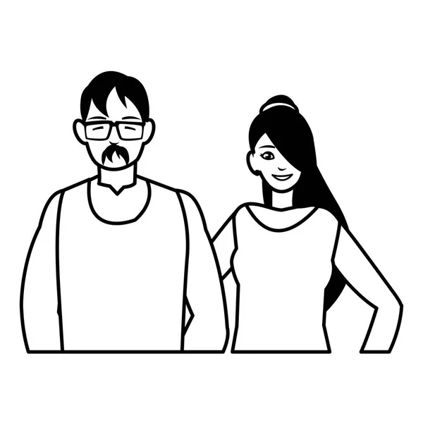 Νεαρό ζευγάρι είδωλα χαρακτήρες — Διανυσματικό Αρχείο