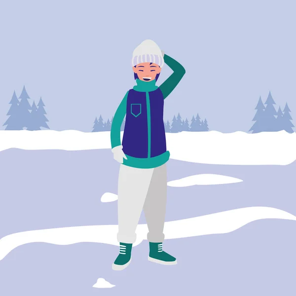 Mignon petit garçon avec des vêtements d'hiver — Image vectorielle